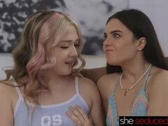 Seduced By The Dean: Lesbian Threesome with Blonde & Brunette MILFs Megan Marx & Eva Nyx