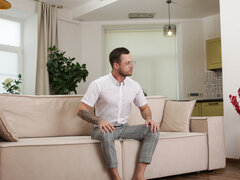 MILF wearing stockings and giving a footjob to a BWC