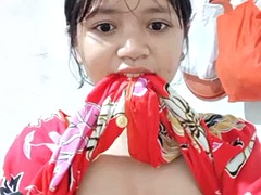 アジア人, デカパイ, インドネシア人, オナニー, 一人, オッパイの