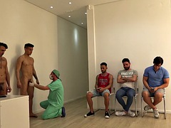 Group male physical exam in college