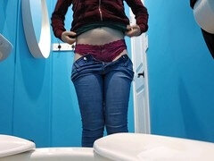 Cute small tits, girl with glasses, public