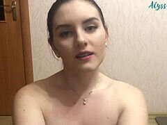 Young beauty Alyssa Quinn makes him explode like a fountain in POV blowjob