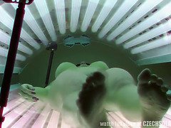 Leie, Grosse titten, Braunhaarige, Muschi, Realität, Solarium, Solo, Spanner