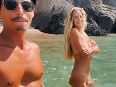 Amateur, Plage, Couple, Tir de sperme, Hard, Fait maison, Public, Nénés