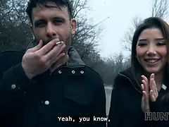 Hunt4k. hot striptease with natural figure to beat a stupid boyfriend back