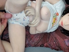 Part two: A loving guy caresses a seductive Japanese toy, drilling her buttocks and vagina