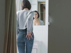 Brunette brune, Femelle, Fétiche, Doigter, Masturbation, Solo, Gicler, Jarretelles