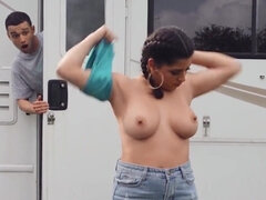 Gros cul, Grosse bite, Brunette brune, Bâillonner, Fille latino, Léchez, Chatte, Réalité