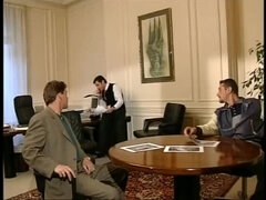 Blonde Threesome Office Fuck - Cum in Mouth with Big Tits