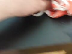 Cumshot on my wife's thong 2