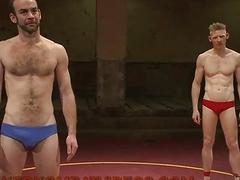Gay wrestlers duke it out before anal sex