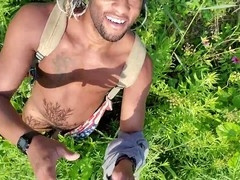 Kennie Jai gets caught strolling in the park nude and fully aroused!