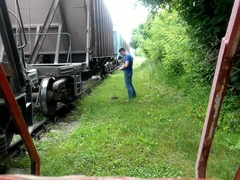 Jerking off near a freight train