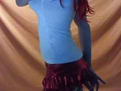Play with a dildo in micro skirt