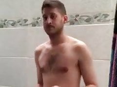Hairy Latino in the shower