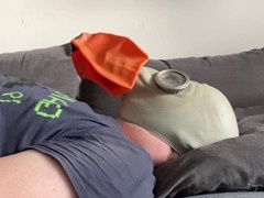 Chubby masked twink gets into heavy breathing and breath control play
