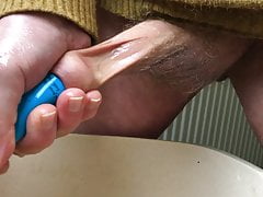 Monday foreskin with piss: blue tube