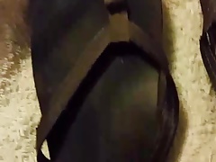 Cumming in rainbow sandals