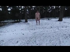 La truie a poil dans la neige dans une station d'autoroute