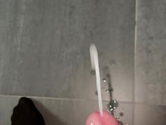 Huge powerful cumshot from the toilet