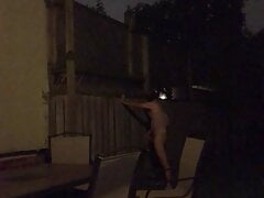 Crossdresser outside in the backyard clip 2 of 3