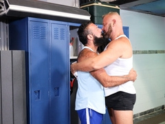 Hairy bears are set to fuck at the locker room after great rimming