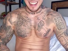 Sexy Hunk Tattooed Playing with My Fat Cock and Hole