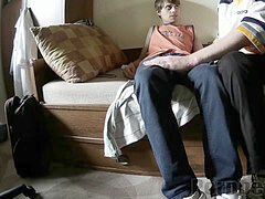 Sneakers, socks and naked soles classic feetjob