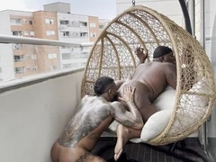 PUBLIC DRILL !!!! Giant BIG BLACK COCK Dad Spin Screwing with FAT Colombian Spunk-pump!!!