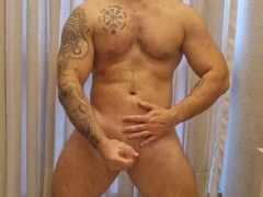 Latin Fireman with Bulky Fashion - Mary Striptease - Onanism and Nutting in Lingerie