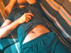 My straight buddy let me play with his huge cock after a lost bet