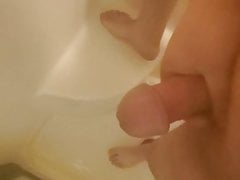 Giant head on thick cock homemade shower jack