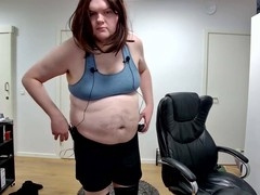 Mature femboy in pantyhose shows off his big ass on webcam