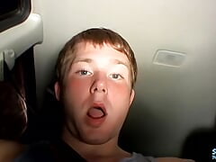 Straight thus Billy tugs his cock while riding in his car
