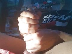 Squeezing My Balls While I Stroke My Lasso'd Cock Until Waterfall Of Cum