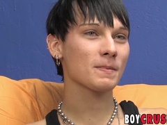 Wondrous young homo jerks and shoots a load