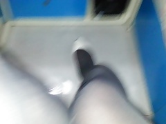 White Patent Pumps with Grey Pantyhose Teaser 4