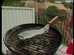Hot dudes while cooking outdoors they decide to have some fun