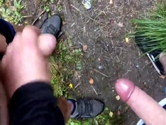 two men jacking down the forest