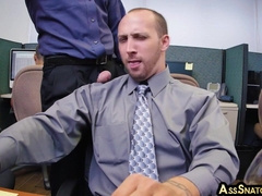 Grizzly manager requests three way in office inbetween him n fucking partners