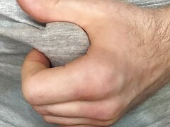 CUM IN LEGGINGS! I masturbate my dick and sperm seeps through gray leggings! Close-up