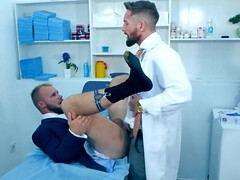 Male doctor ass fucks classy man and licks his balls