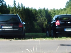 wanking and dildofucking on parking place