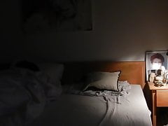 Wife sleeping near me and I enjoy stretch my big balls