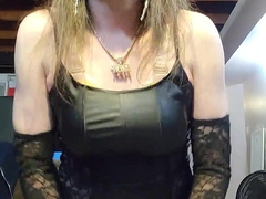 Jade In A Gorgeous Black Sundress And Mittens