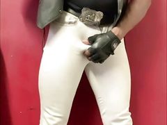Black Muscle Cock & Tit Play G String Singlet Cum