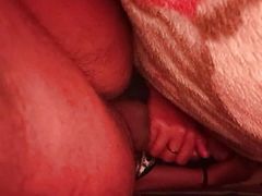 A Indian boy was fucking herself at midnight on bed