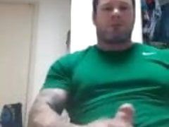 beefy football player stroking on cam 1