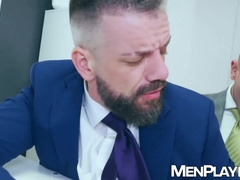 Suited Apolo Adri is ass pounded hard in the office by Dan Tyser