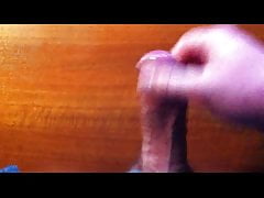 Huge cumshot on desk